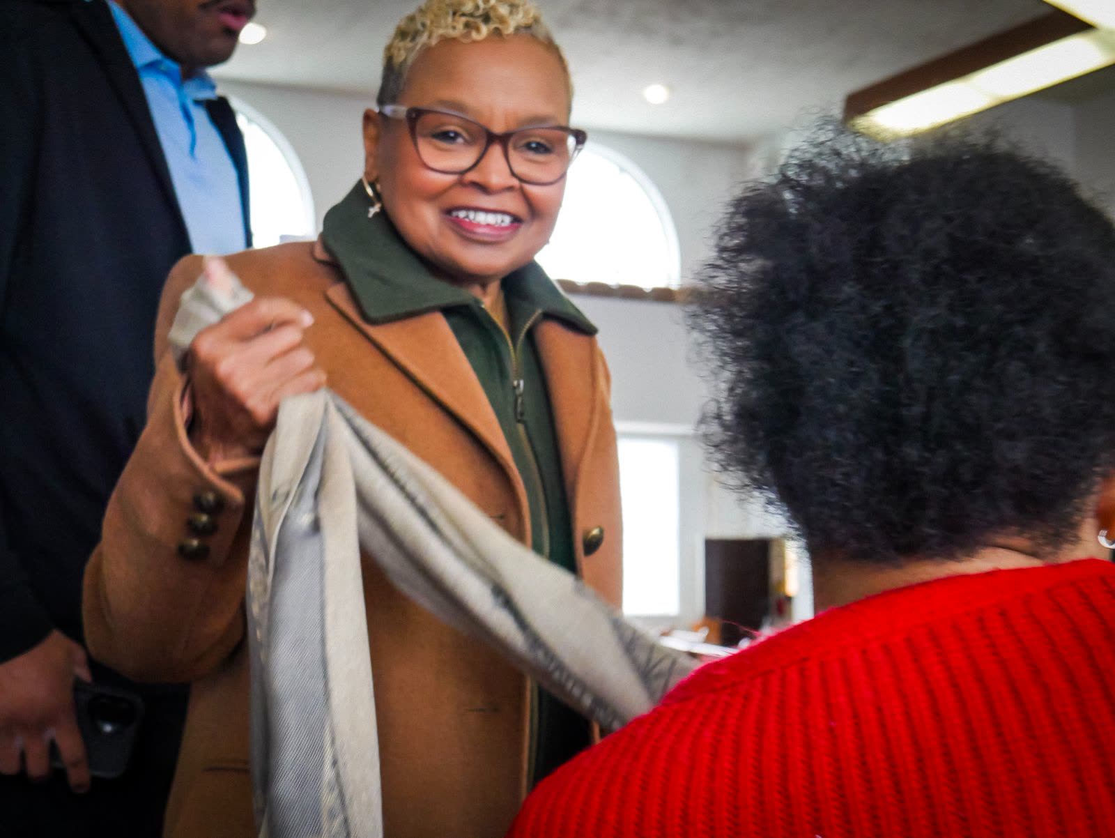Members of the congregation gathering together in community
